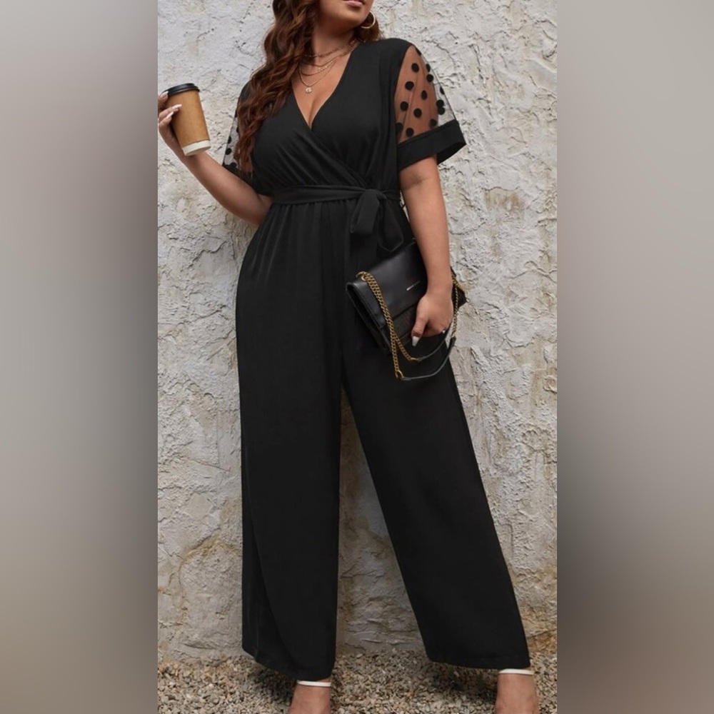 Overlap Collar Belted Jumpsuit